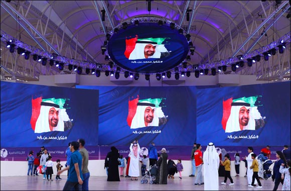 Global Village Guests and Exhibitors Participate in “Thank you Mohammed bin Zayed” Campaign