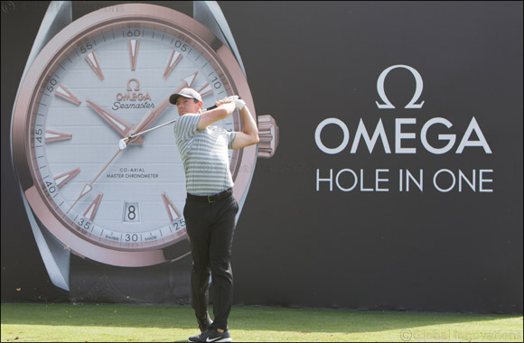 Rory McIlroy and Sergio Garcia tee off at the 2018 OMEGA Dubai Desert Classic