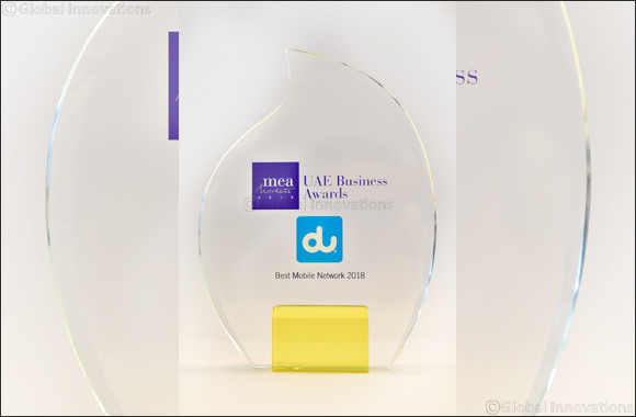 du Wins MEA Markets Magazine's 2018 UAE Best Mobile Network Award