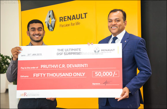 Arabian Automobiles Renault rewards AED 50,000 instant cash reward to Pruthvi C.R. Devarinti