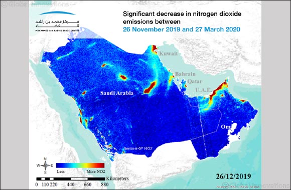 MBRSC Releases GIF Image Showing Decline of NO2 in the GCC