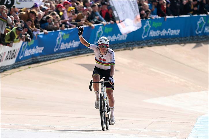 Pogačar second and Vermeersch fifth in Paris-Roubaix epic
