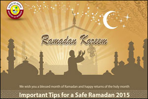 Safety and security awareness presentation titled "Important Tips for a Safe Ramadan"