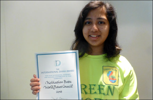 15 year old Kehkashan Basu received the International Diana Award in the 'Active Campaigner Category'