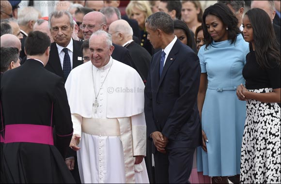 Michelle Obama wears Carolina Herrera to meet Pope Francis upon his U.S arrival