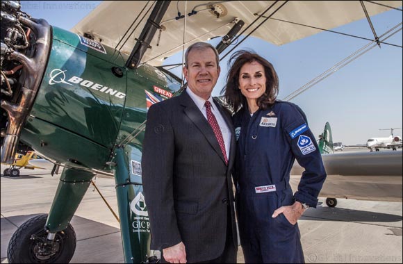 Pioneering Female Aviator Lands in Abu Dhabi in Historic Boeing Bi-plane