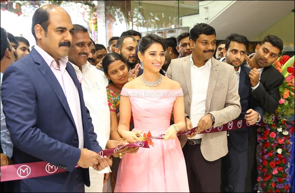 Prominent Indian Actress Tamannah Bhatia inaugurates Malabar Gold & Diamonds'156th showroom globally at Chanda Nagar, Telengana, India