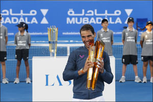 Lasvit Trophy Raised by Rafael Nadal at the Mubadala World Tennis Championship