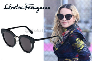 Madonna wears Salvatore Ferragamo eyewear.