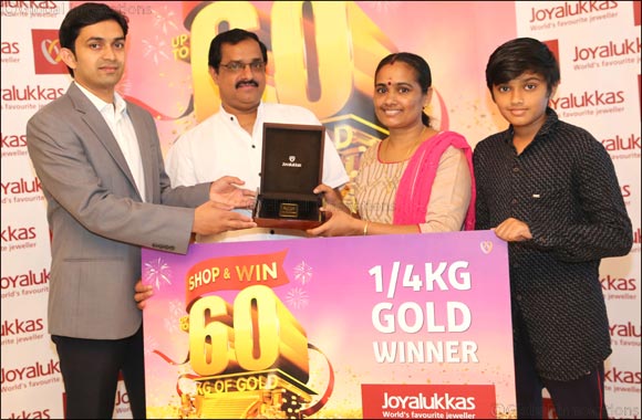 Joyalukkas presents  Kilo Gold to the Winners of the ongoing Joyalukkas Shop & Win Upto 60 Kg Gold' promotion