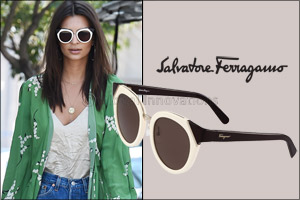 Emily Ratajkowski wears Salvatore Ferragamo eyewear