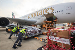 Emirates Airline and the Airbus Foundation fly relief goods to UN depot in Dubai