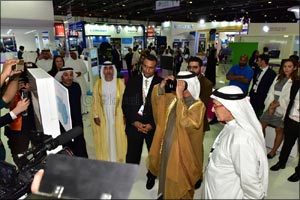 His Highness Sheikh Hasher bin Maktoum bin Juma Al Maktoum Visits du's Stand on Day One of CABSAT 2018