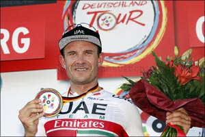 Stage Win and Leaders Jersey for UAE Team Emirates' Alexander Kristoff in Germany