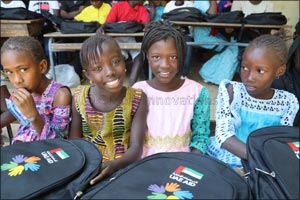 50,000 school bags assembled by the UAE community last Ramadan delivered to underserved children in Senegal and Tanzania