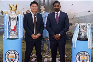 Al Saeedi Group hosts clients with MCFC Trophies at Nexen Tire Brand Shop in Jebel Ali