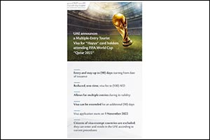 UAE Announces a Multiple-Entry Tourist Visa for “Hayya” Card Holders Attending FIFA World Cup Qatar 2022