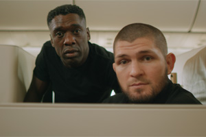 Football-mad Mystery Guest Upstages  Sporting Legends Khabib and Seedorf In  Etihad's Flight To Doha Film