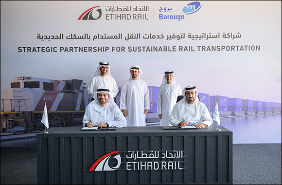 Theyab Bin Mohamed Witnesses the Signing of a Strategic Partnership between Etihad Rail and Borouge and Chairs a Meeting with Representatives from the Private Sector