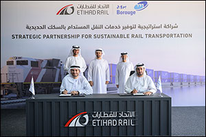 Theyab Bin Mohamed Witnesses the Signing of a Strategic Partnership between Etihad Rail and Borouge and Chairs a Meeting with Representatives from the Private Sector