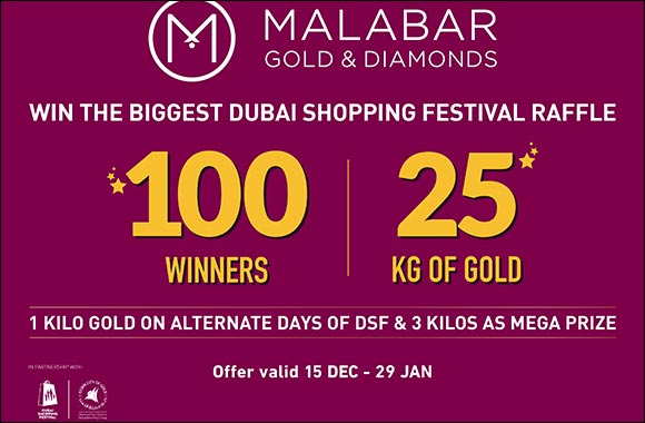 This DSF, be one of the 100 Lucky Shoppers to Win 25 Kilos of Gold with Malabar Gold & Diamonds