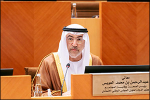 His Excellency Abdulrahman bin Mohammed Al Owais, Minister of Health and Prevention and Minister of State for Federal National Council Affairs  at the opening of the second regular