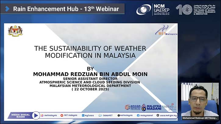 UAEREP's 13th Rain Enhancement Hub Webinar Explores Malaysia's Sustainable Cloud Seeding Practices
