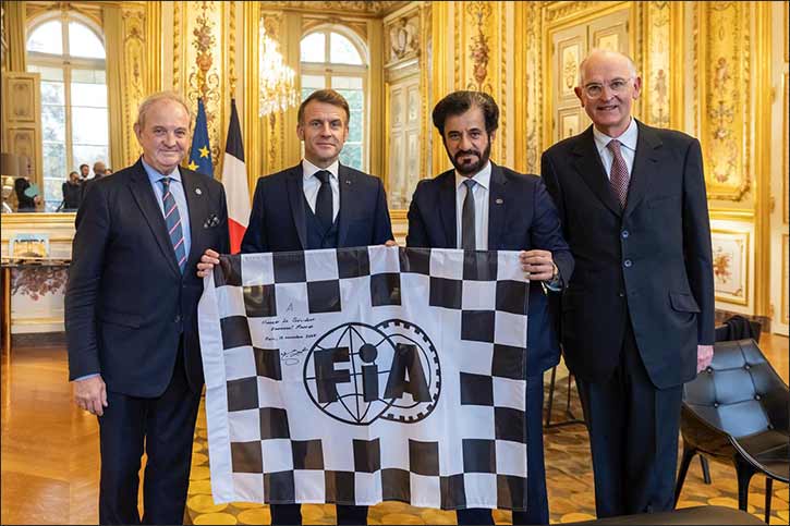 Fia president mohammed ben sulayem meets with french president  emmanuel macron in paris