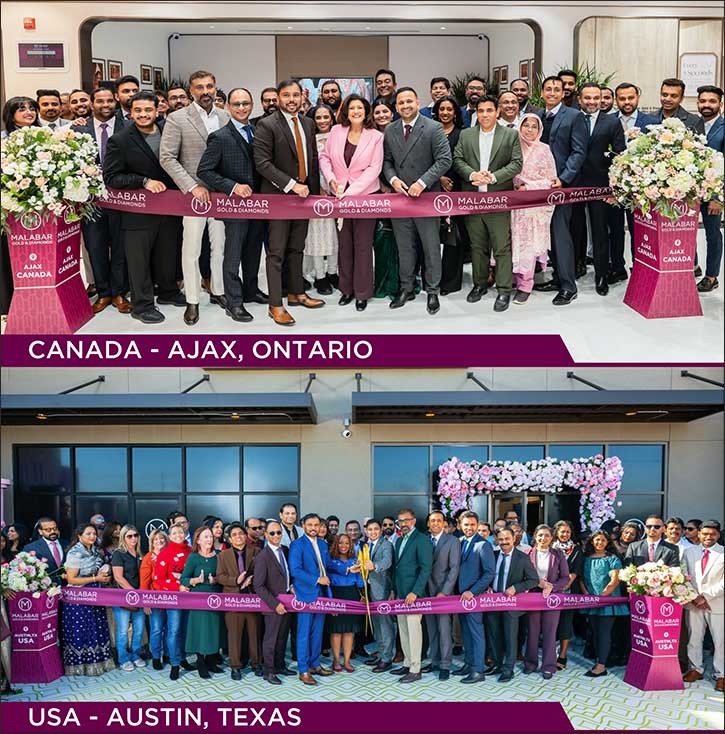 Malabar Gold & Diamonds Launches 2 new showrooms in the USA & Canada; Expands North American Presence to 10 Showrooms