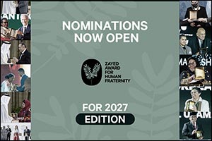 Search for Exceptional Humanitarian Work Launched as Zayed Award for Human Fraternity opens 2027 submissions