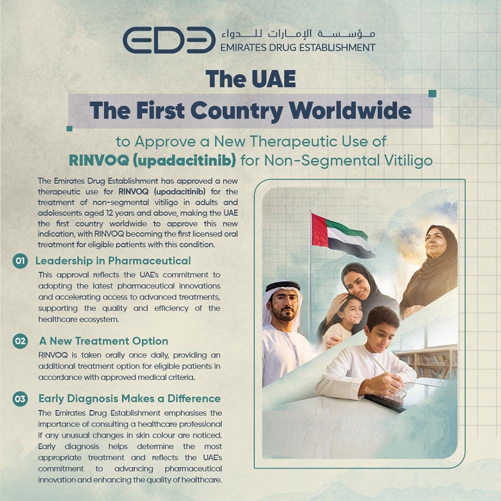 Emirates Drug Establishment approves new RINVOQ use as first oral treatment for non-segmental vitiligo