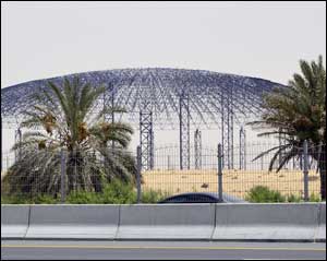 Excitement, as a significant section of a mega space frame is erected at IMG Worlds of Adventure