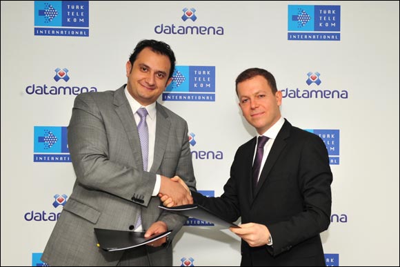 datamena and Trk Telekom International sign partnership agreement at Capacity Middle East
