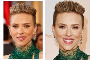 Scarlett Johansson wears Dolce&Gabbana Makeup on the red carpet at 87th Annual Academy Awards