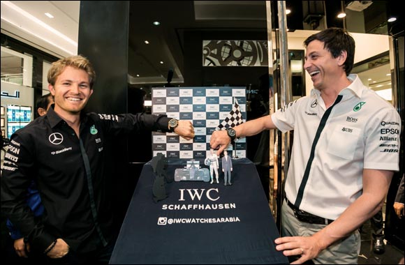 Nico Rosberg pits in at the IWC Boutique in Bahrain