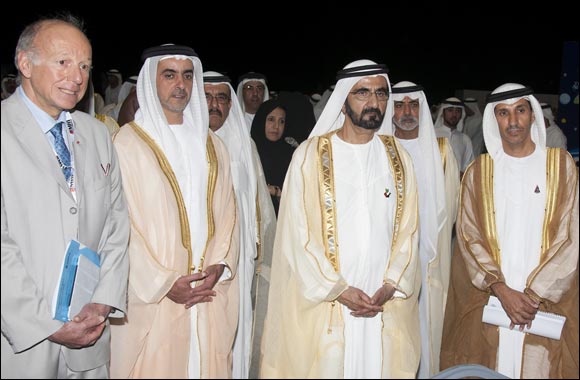 His Highness Sheikh Mohammed bin Rashid Al Maktoum visits the Airbus Little Engineer Workshop at the official UAE space agency inauguration